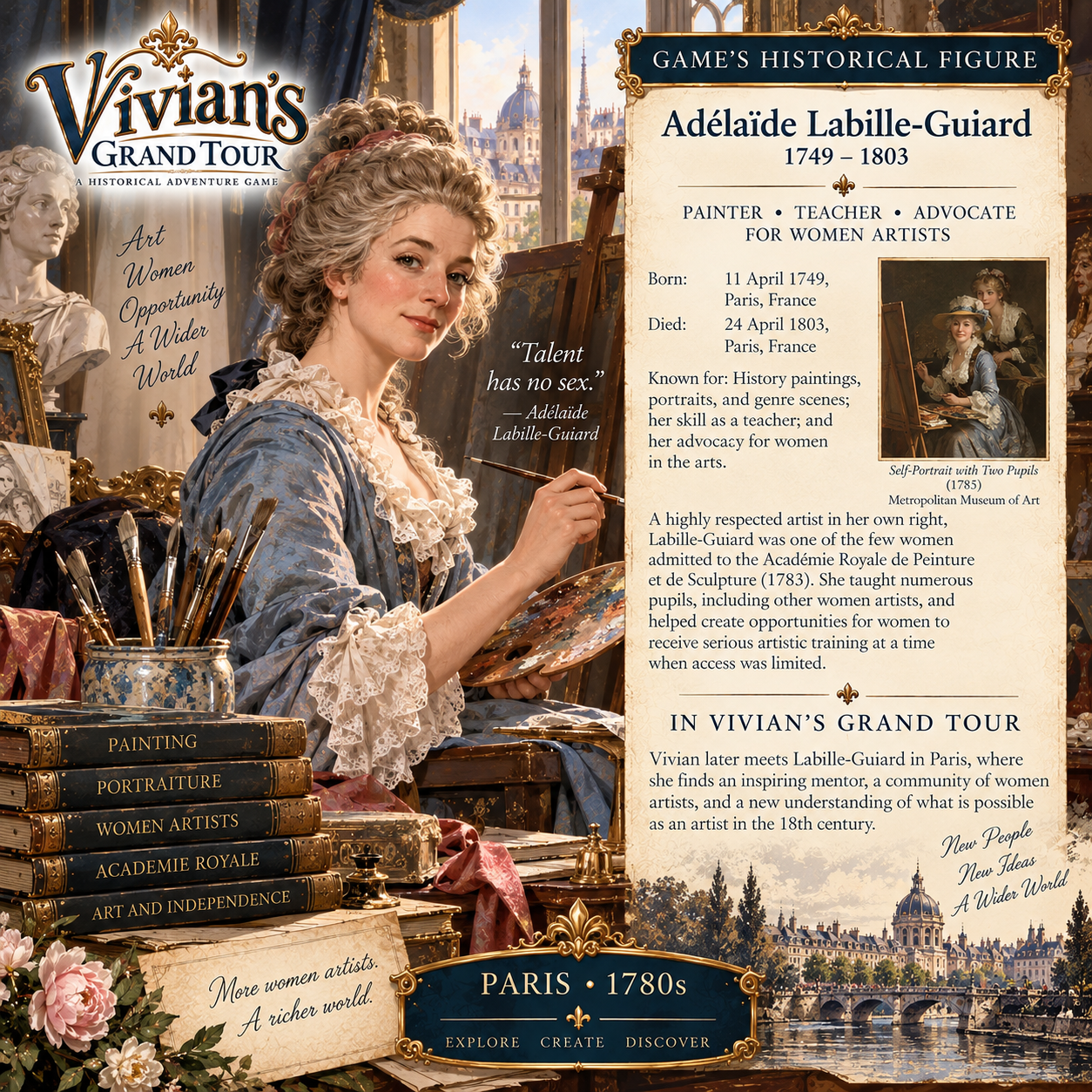 Adélaïde Labille-Guiard, painter, teacher and advocate for women artists, featured in Vivian's Grand Tour